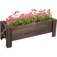 Jardinera de Madera Jardinera Rectangular con Patas Elevadas y 2 Drenajes para Flores Plantas 100x36,5x36 cm Marrón