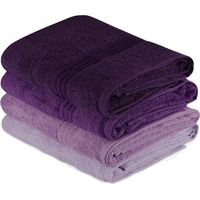 Set aus 4 Badetüchern - 70 x 140 cm - Violett