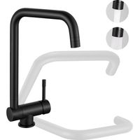 Grifo de cocina extraíble - Grifo mezclador plegable para fregadero, para debajo de la ventana, con 2 modos de rociado ajustables - Negro