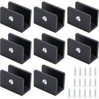 Glasklemmen für Glas, 8 Stück, eckig, Edelstahl, für 8-10 mm plane Flächen, für plane Flächen und Spiegel, schwarz