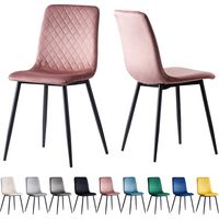 Esszimmerstühle LEXI im 2er Set, mit Samtbezug & Metallbeinen, Designerstuhl, Rosa