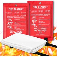 Lot De 2 Couverture Anti Feu Pour La Massion, Couverture De Survie Reutilisable, Protection Ignifuge Et Isolation Thermique 1,0m X 1,0m Applicable À Cuisine, Barbecue, Voiture, Camping