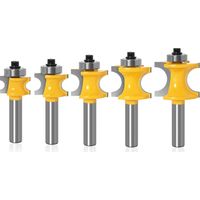 Lntyq 5 Stück 8 mm Bullnose-Fräser mit halbrundem Schaft, Fräser für die Holzbearbeitung, Radiusfräser, 3/8 Zoll, 5/16 Zoll, 1/4 Zoll, 3/16 Zoll, 5/32 Zoll, Holzbearbeitungswerkzeug