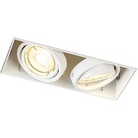 Qazqa – Spot encastrable blanc GU10 orientable 2 lumières – Longueur 190mm – Éclairage intérieur – Salon, chambre, cuisine, salle à manger