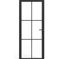 Bloc porte réversible en aluminium et verre trempé - H204 x L93 cm - Noir - SEROTO