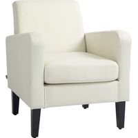 Chaise d’accent moderne, chaise occasionnelle avec pieds en bois d’échouc pour le salon, la chambre, blanc crème