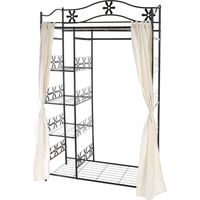 HHG – Portant métallique 172x100x43cm – Garde-robe avec rideau en polyester – 6 racks de dépose pour vêtements – Design élégant