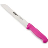 Cuchillo panero Arcos Colour - Prof 291431 de acero inoxidable Nitrum y mango ergonómico de Polipropileno de color fuscia y hoja de 20 cm, funda display