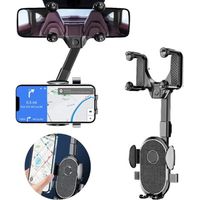 Support de téléphone portable pour voiture, support de téléphone portable pour rétroviseur de voiture, support de téléphone portable multifonctionnel à 360 °, flexible, rotatif et rétractable
