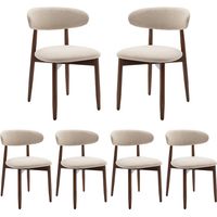 COLAMY Chaise en bois massif – Lot de 6, robustes et élégantes, style nordique minimaliste, idéales pour salle à manger et cuisine,beige