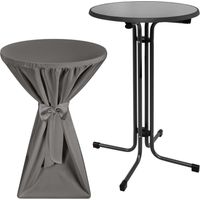 Table haute Outdoor Sylt, pliable, Ø80cm, grise, avec housse