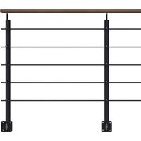 Kit garde-corps noir avec main courante Kebony 2m pose en applique, Opalu KORDO