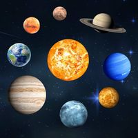 9pcs Luminous Wall Stickers, 3D Cool Luminous Sphere Star Background, Nine Planet DIY Decoration for Home, Kids Room