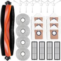 Lot de 21 accessoires pour robot aspirateur Xiaomi Robot Vacuum X20+/X10+, pièces de rechange, 1 brosse principale, 6 sacs à poussière, 4 lingettes, 6 brosses latérales, 4 filtres (non compatible avec