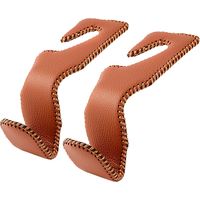 (Marrón) Paquete de 2 ganchos para reposacabezas de coche, organizador de respaldo de asiento, soporte de cuero para colgar bolsos, carteras y abrigos