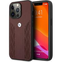 Custodia BMW BMHCP13LRSPPR per iPhone 13 Pro/13 6.1, rossa/rossa, rigida, in pelle curva e perforata.