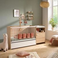 Baby-price Kombi-Kinderbett aus Holz mit goldenem Eiche-Dekor 120x60 cm