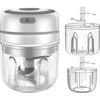 Picadora de ajos eléctrica, mini picadora de ajos, procesador de alimentos portátil inalámbrico, prensa de ajos, molinillo de alimentos pequeño - blanco