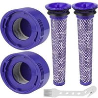 Filtre pour Dyson V8/V7, Filtres de Rechange Lavable pour Aspirateur Dyson V7/V8 Absolute et Animal, Accessoire Aspirateur pour Dyson V8 Avec 2 Post-Filtres HEPA, 2 Pré-Filtres, 1 Outil de Nett