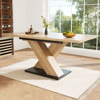 Tavolo da pranzo allungabile - 119-158,5x80x75 cm - Telescopico - Grande tavolo da pranzo di design per soggiorno o cucina - Posti a sedere: 6-8 - Legno naturale
