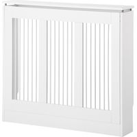 Cubierta de Radiador Blanco 90x18x84 cm MDF Estante Moderno Vertical