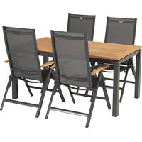 CHALET & JARDIN Table rectangulaire en eucalyptus et aluminium 160 x 90 cm