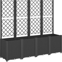 Vidaxl – Jardinière avec treillis noir 160x40x140 cm – Polypropylène résistant aux chocs – Conception modulaire pour plantes grimpantes