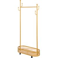 WILITTO Porte-Manteaux sur Pied Doré avec Roues et Panier de Rangement - Mobile et Moderne, pour Chambre, Entrée et Salon