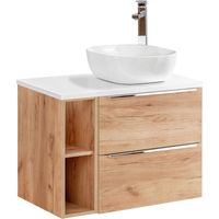 Meuble simple vasque 80cm 2 niches April Bois et Blanc