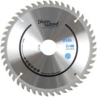 Diamwood – Lame de scie circulaire 185 mm – Alésage 30 mm – 48 dents – Pour bois tendre, exotique, MDF, mélaminé – Denture alternée 10°