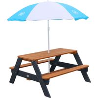Axi Nick Table Pique Nique Avec Parasol Anthracite & Marron 95 X 97 X 48 Cm - Table De Pique Nique Enfant Pour Le Jardin, Table Picnic, Table Picnic Bois