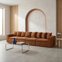 Canapé modulable tissu chenille 5 places - Movi Chenille Terracotta