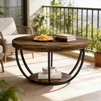 Table centrale, table basse ronde, table basse en bois, table d'appoint