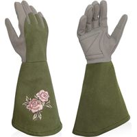 Guantes de jardinería verde claro para mujer - Protección completa contra espinas - Guantes de trabajo largos antipinchazos para jardinería (37 x 15 cm)