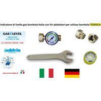 Indicatore di livello gas per Bombola TEDESCA completo di raccordi, chiave e teflon per il fissaggio
