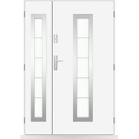 Porte d'entrée double Amaury - 130-140-150x208cm - Couleur: Blanc - Poussant: Gauche - Dimensions: 90x40 cm