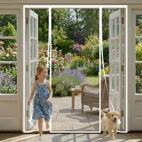 Magnetisches Moskitonetz für Türen und Fenster 165x220cm mit beidseitiger Öffnung – Fliegen- und Moskitovorhang mit sehr dichtem Netzgewebe, ideal für Balkon- und Terrassentüren (Weiß)