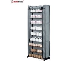 Herzberg HG-8076: Scarpiera Piccola a 9 Ripiani Grigio