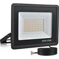 1 Projecteur Led 50W Blanc Chaud 3500K,Spot Extérieur Ip66 Aluminium,Jardin Garage Parking
