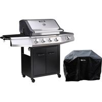 Habitat Et Jardin – Barbecue gaz 5 brûleurs 15.2 kW – Acier inoxydable – Surface de cuisson 63 x 40 cm – Brûleur latéral – Housse de protection incluse