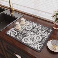 - Tapis Egouttoir Vaisselle, Tapis Absorbant Vaisselle en Nanofibres à Séchage Rapide, Tapis de Séchage Vaisselle Absorbant pour Les Comptoirs De Restaurant(30 x 40 CM, Imprimé Gris)