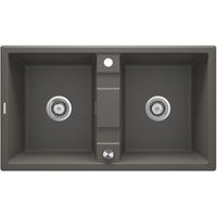 Lavello cucina in granito con 2 vasche 86x50 cm antracite metallizzato - Lyra