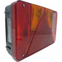 Feu 6 fonctions droit 12V – Clignotant, feu stop, veilleuse, feu de recul, éclairage plaque – Dimensions 220x140x60mm – Prise 4/5 pôles – Radex
