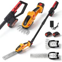 2 Taille Haie Telescopique, Manche 1,6m, Tête 7 Positions, Batterie 24V, Pour Jardin Arbuste