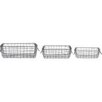 Set de 3 paniers rectangles en fils de fer - Gris - L 34,8 cm - Livraison gratuite