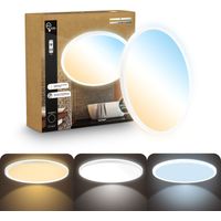 B.K.Licht Panneau LED télécommande Ø42cm rond 22W 3000lm 2700K-6500K blanc chaud à blanc lumière du jour dimmable blanc - Plafonnier salle de bain cuisine salon