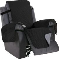 Recliner Protector - Quilted Microfiber - Reversible - Fits Small Recliners - Black - 1 Piece