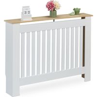 Relaxdays Cubre Radiador, Diseño a Listones, 83 x 112 x 19 cm, para Calefactores Antiguos, Cubreradiador, MDF, Blanco