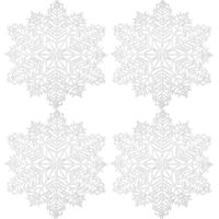Pcs Table Placemats, Round Plastic Table Mats, Used for Plate Heat Insulation and Decoration (Snowflakes, Silver)