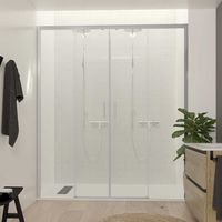 Cabine de douche coulissante F1 2 fixes + 2 portes - Sans Low Profile Decoracion Mampara: Verre transparent - Mamparas: 180 cm